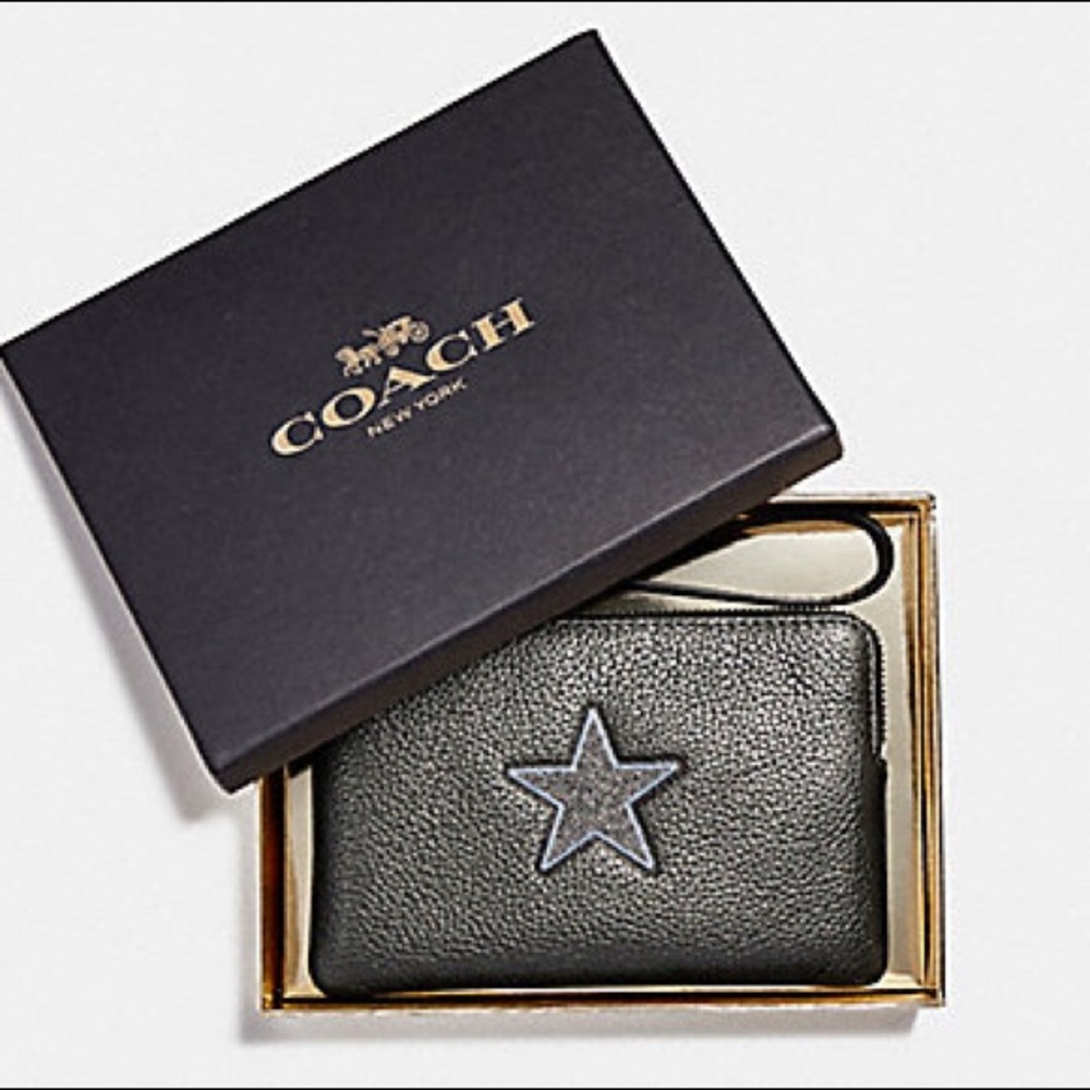 New Coach Leather Wristlet